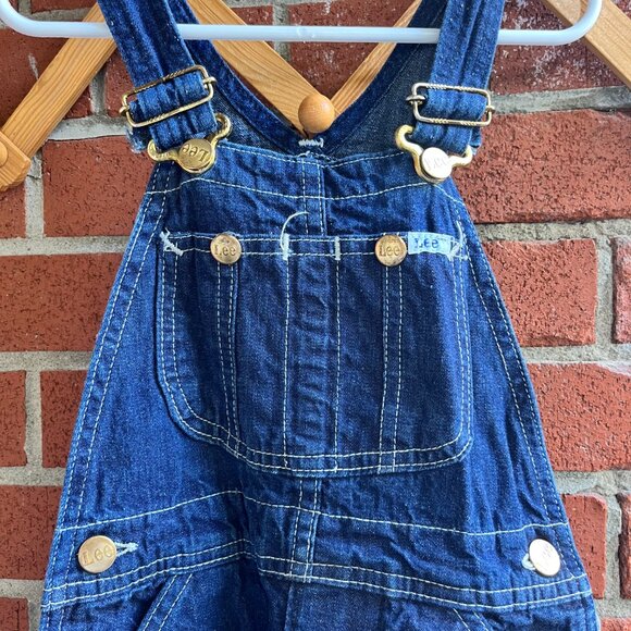 Vintage Kids LEE Bib Overalls - 70's Kids Denim Overalls - Made in USA - Picture 2 of 8